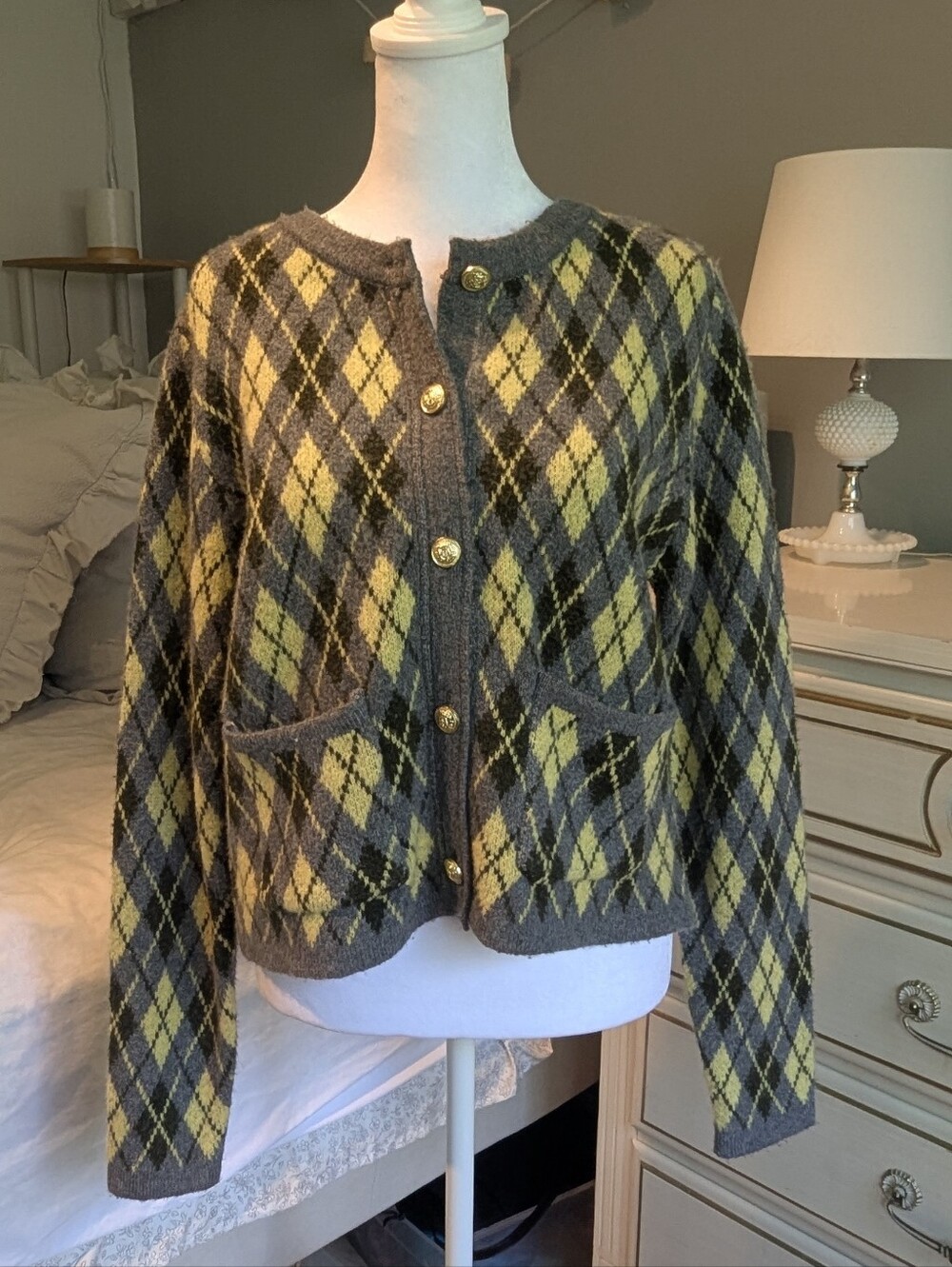 Willow & Wind M argyle cardigan, Boutique NWT